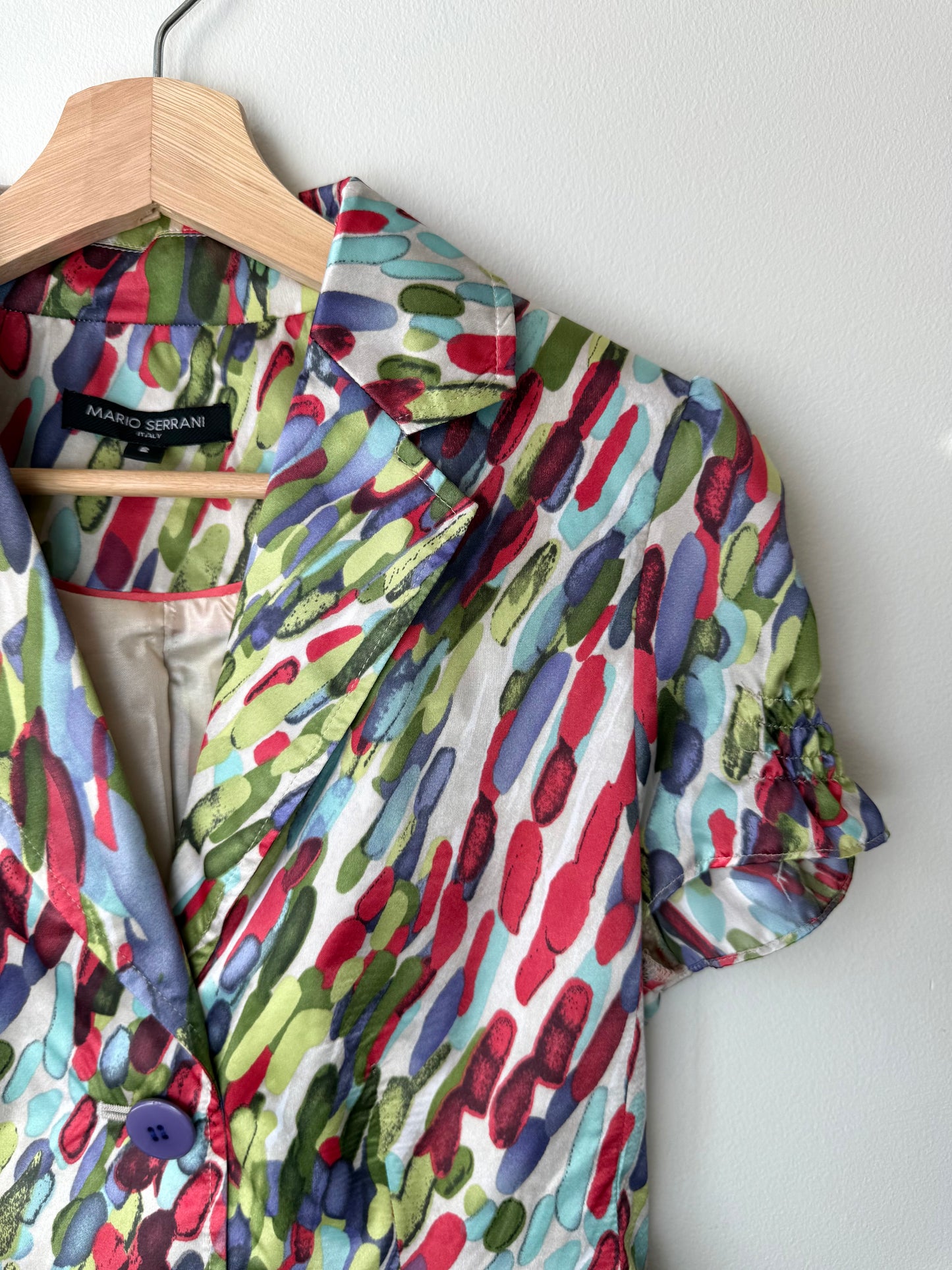 Mario Serrani Women's Colorful Patterned Satin Blouse