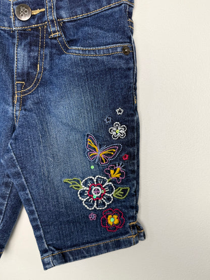 EST 1989 PLACE Girl's Blue Denim Shorts with Embroidery