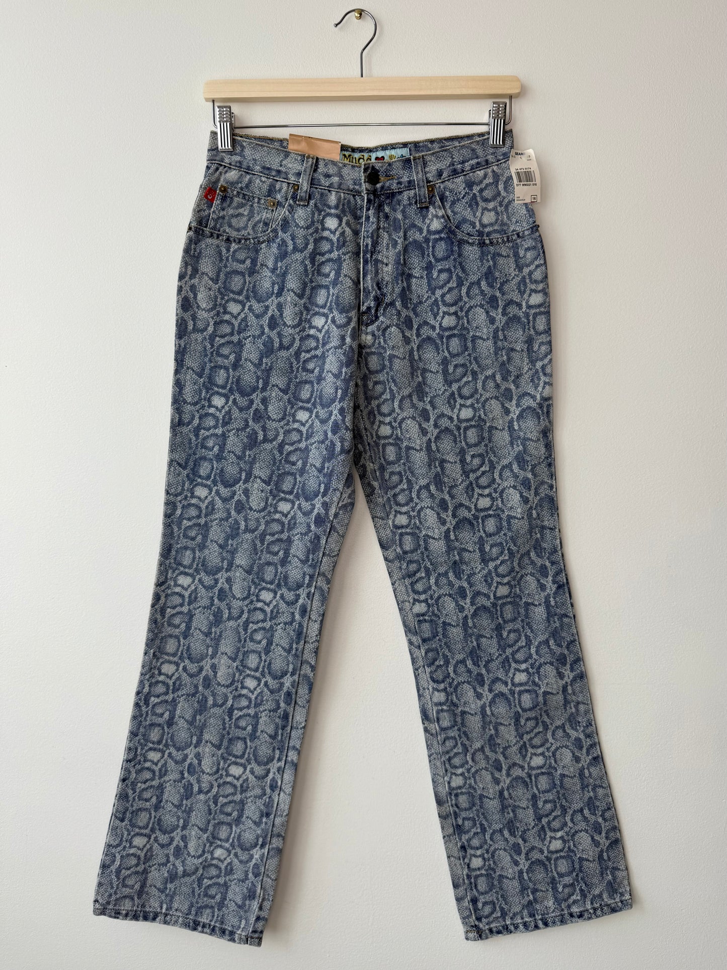 Unworn Vintage Y2K Mudd Kids' Blue Snakeskin Print Jeans