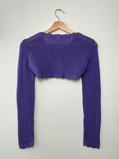 Place 1989 Girls' Purple Crocheted Sweater Cardigan