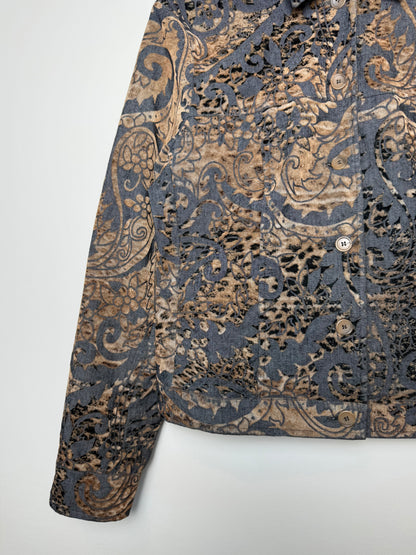 Vintage Y2K Women's Olsen Black Animal Print Denim-Style Jacket