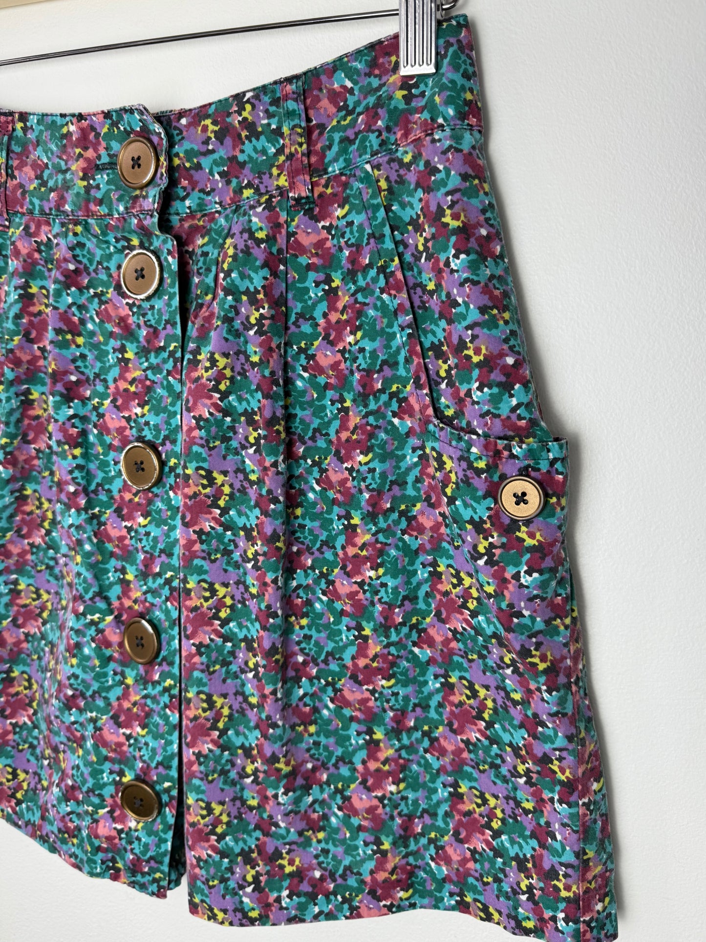 Vintage COOPERATIVE Women's Floral Patterned Skirt with Buttons