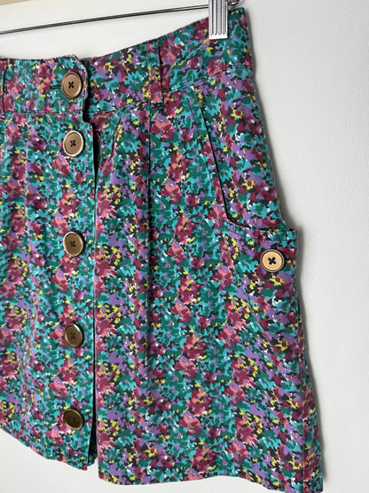 Vintage COOPERATIVE Women's Floral Patterned Skirt with Buttons