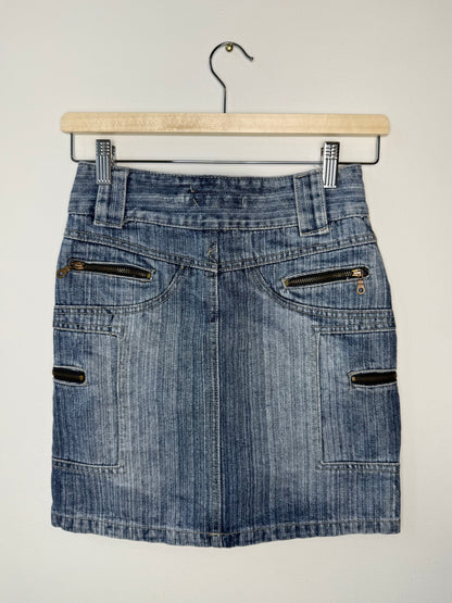 Y2K 楓 Kaede Women's Blue Faded Denim Skirt