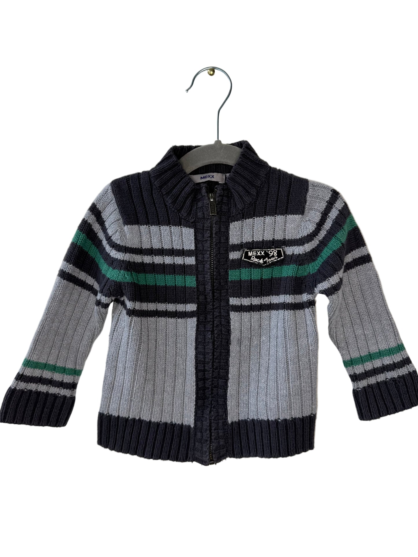 MEXX Boy's Zip-Up Knit Sweater with Stripes