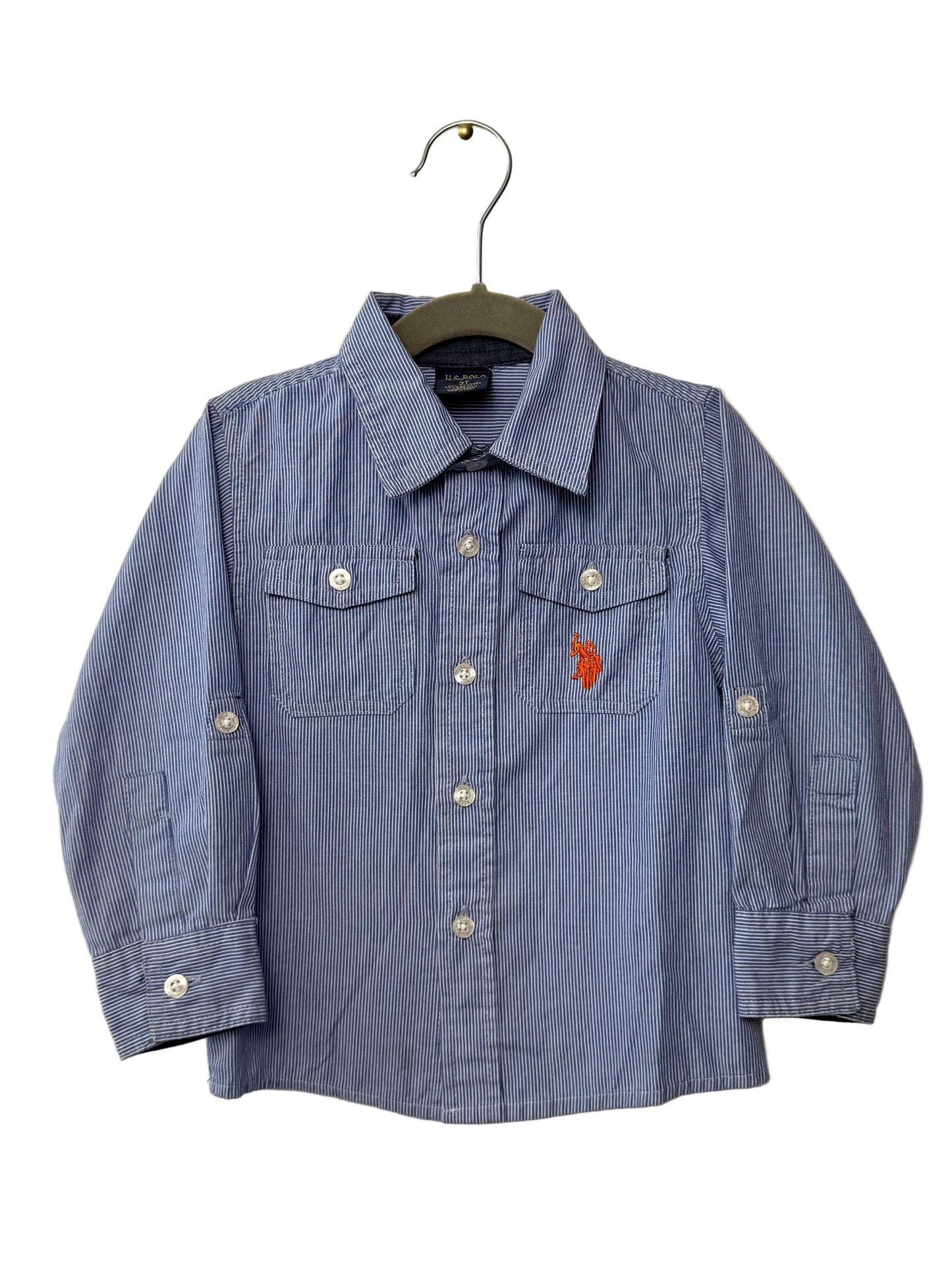 U.S. POLO ASSN Boy's Blue Striped Shirt