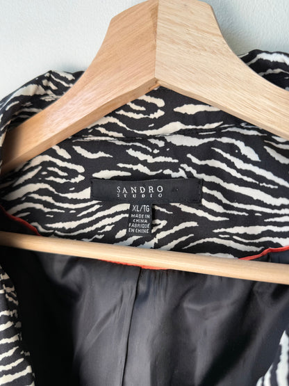 Sandro Studio Women's Zebra Print Ruffle Collar Jacket