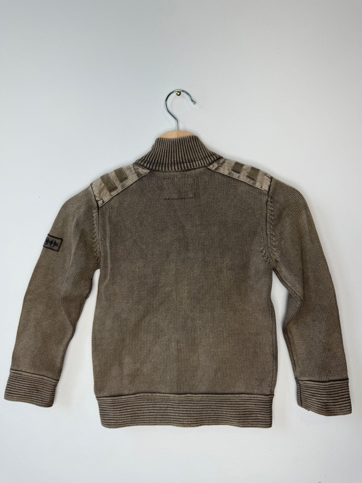 Okaidi Kids' Brown Knit Zip-Up Jacket