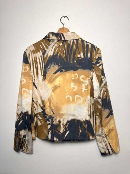 Vintage Y2K Steilmann Women's Abstract Artistic Print Zip-Up Jacket