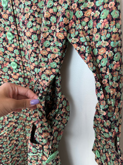 Vintage Kinder Maden Girls' Floral Patterned Dress/Jacket with Belt