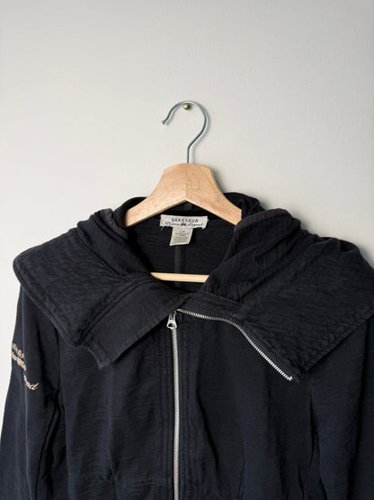 Y2K Parasuco Denim Legend Women's Black Asymmetrical Zip-Up Hoodie Jacket