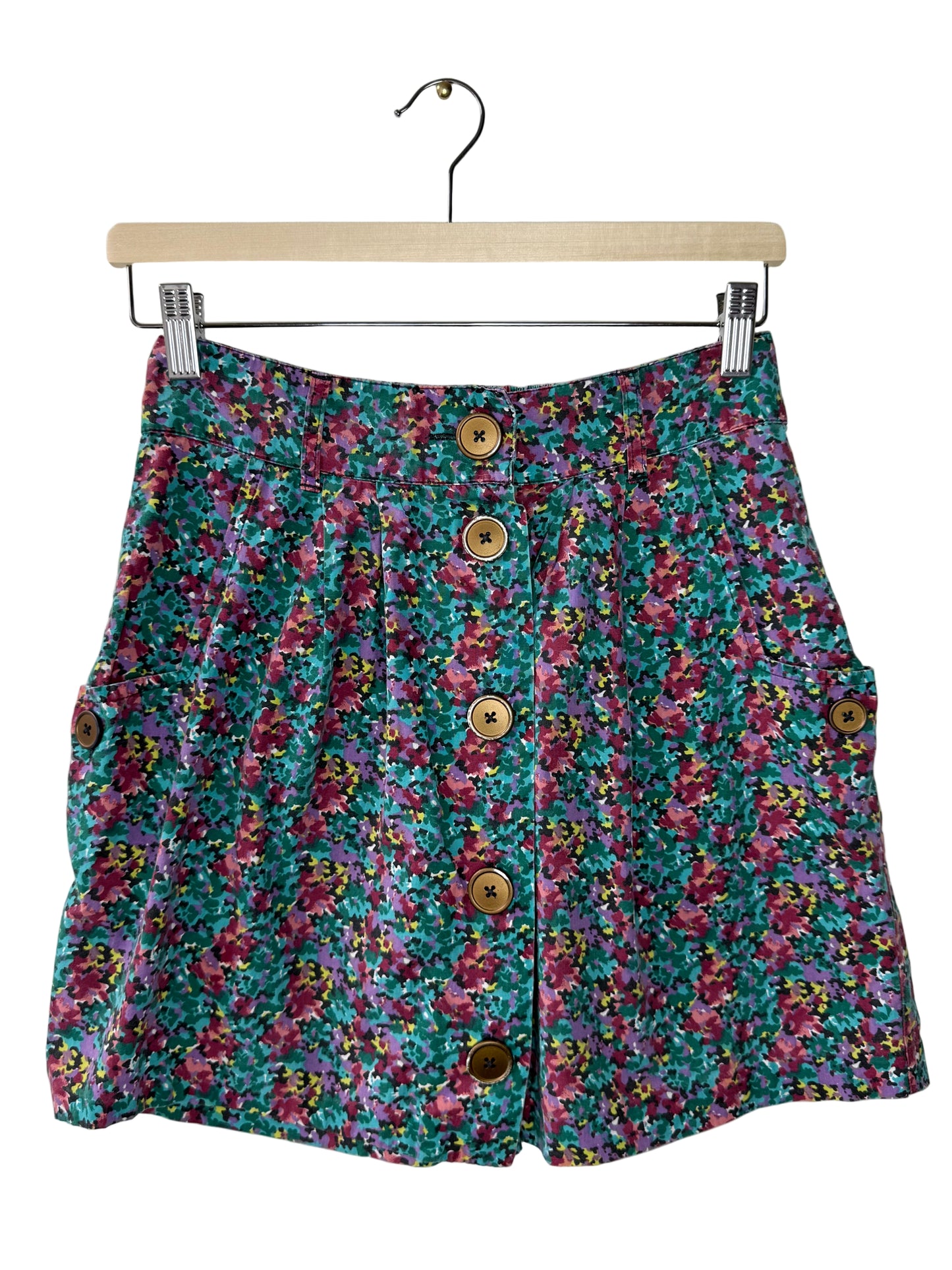 Vintage COOPERATIVE Women's Floral Patterned Skirt with Buttons