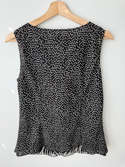 Nygard Collection Women's Reversible Zebra + Polka Dot Sleeveless Top