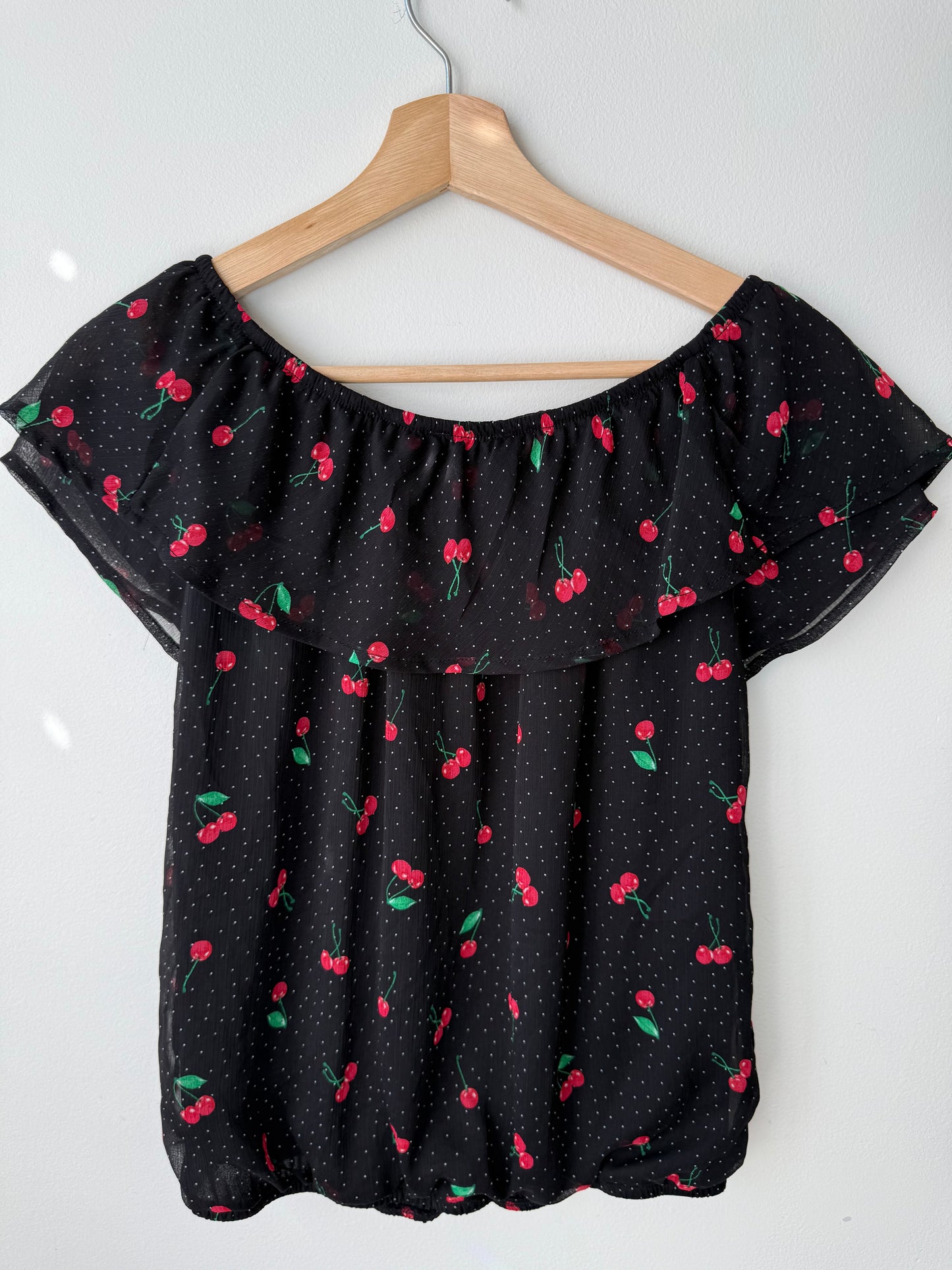 Laver London Women's Cherry & Polka Dot Print Top