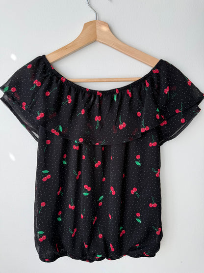 Laver London Women's Cherry & Polka Dot Print Top