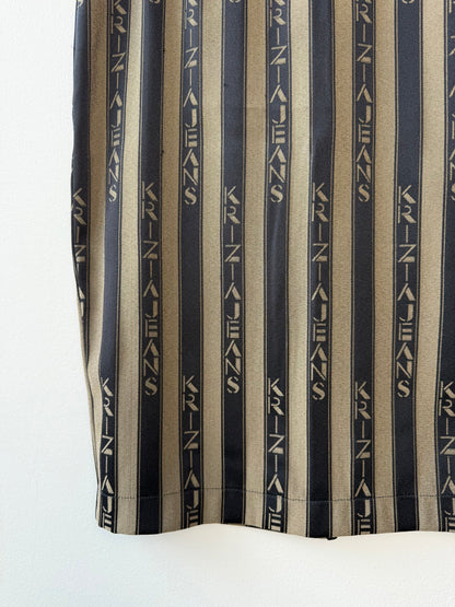 Vintage Krizia Jeans Women's Brown Striped Pencil Skirt