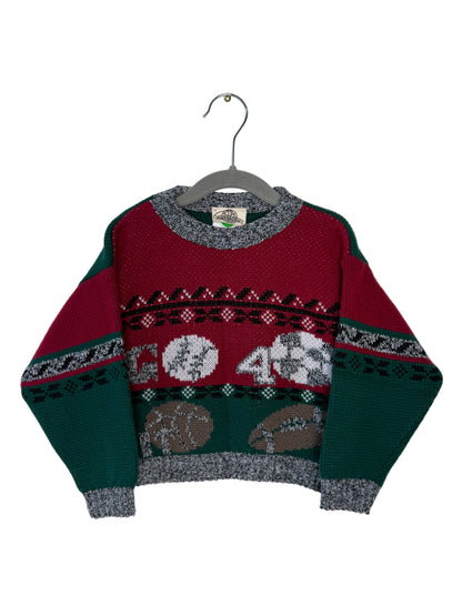 Vintage EARTHBORN Kids' Sports-Themed Christmas Sweater