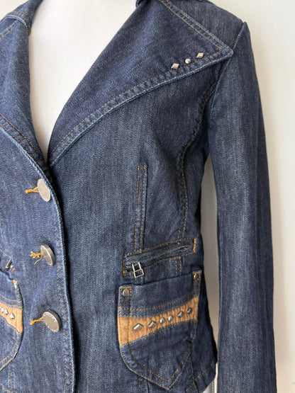 Y2K Proportion Women's Denim Blazer with Studs