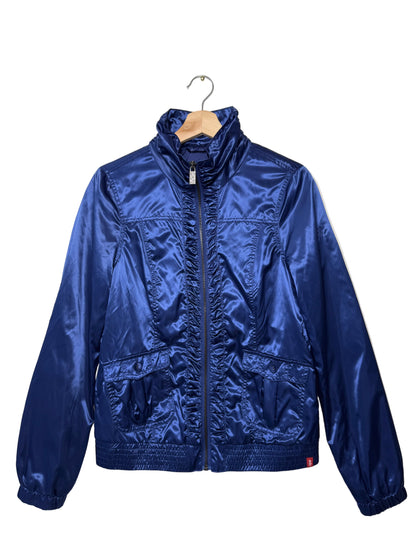 Y2K edc Women's Shiny Blue Lightweight Zip-Up Jacket