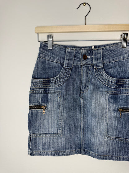 Y2K 楓 Kaede Women's Blue Faded Denim Skirt
