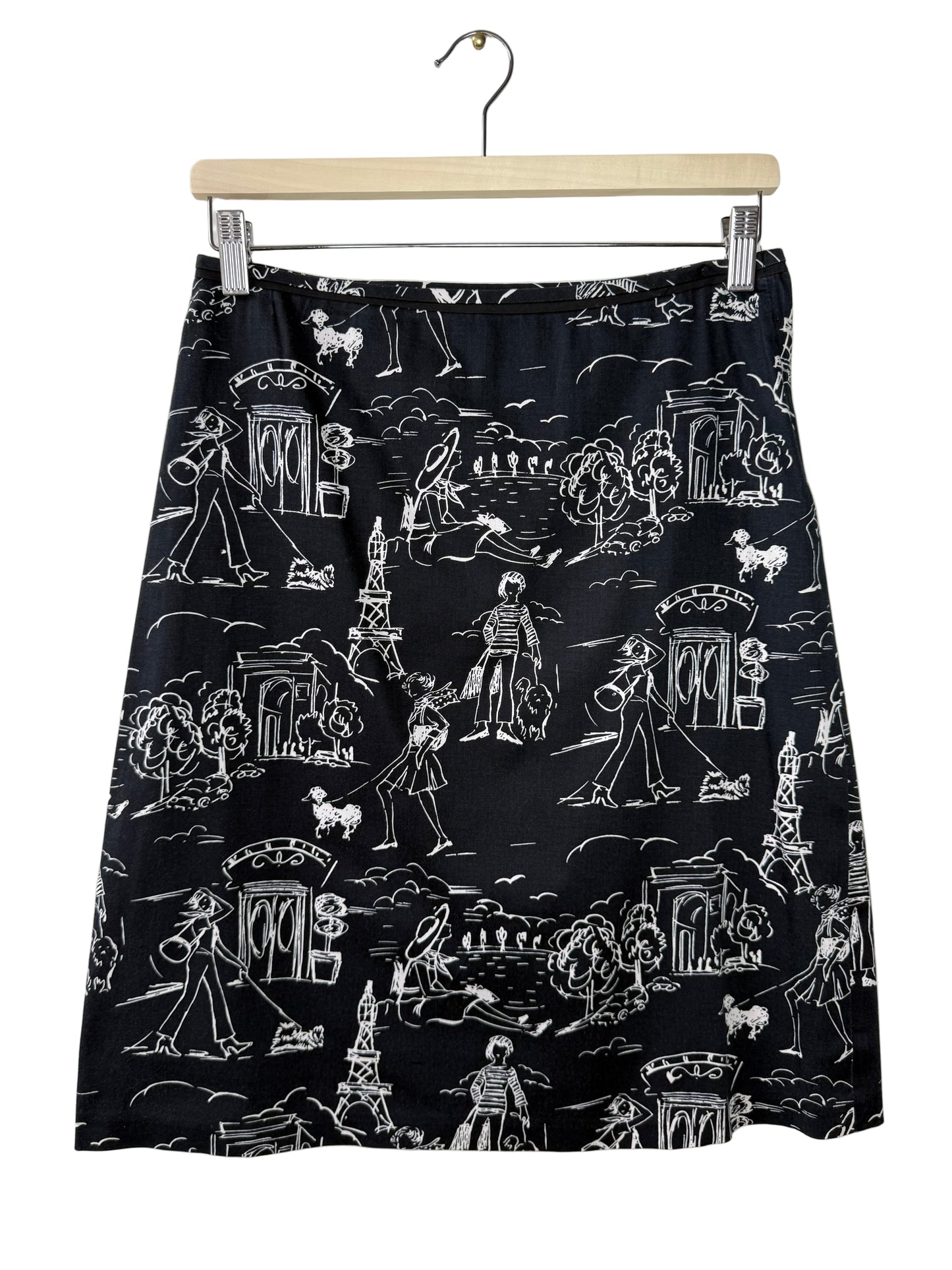 RW & CO Women's Black Cityscape Print Skirt