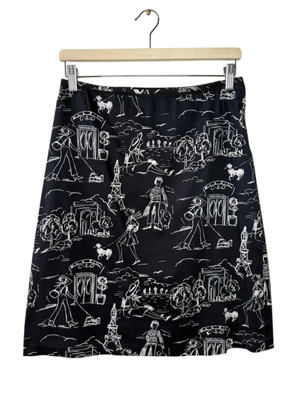 RW & CO Women's Black Cityscape Print Skirt