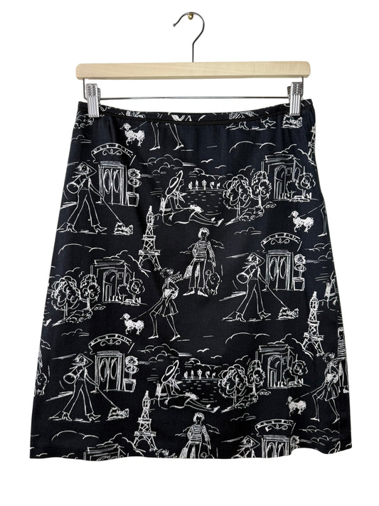RW & CO Women's Black Cityscape Print Skirt