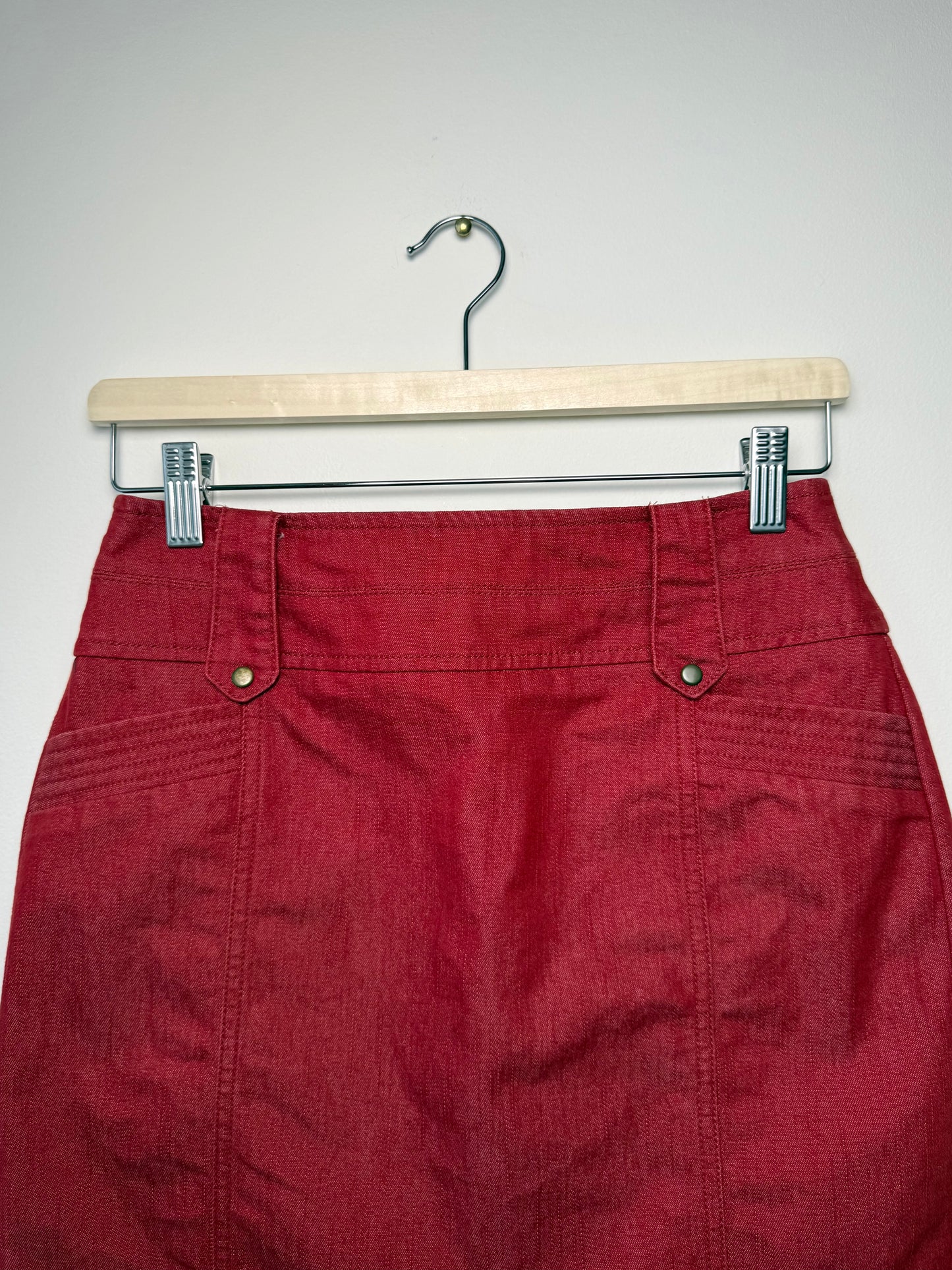 Y2K Worthington Women's Red Midi Denim Skirt