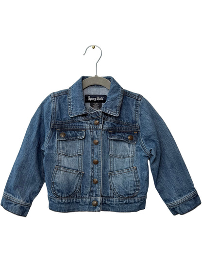 Y2K Girl's Butterfly Back Print Blue Denim Jacket