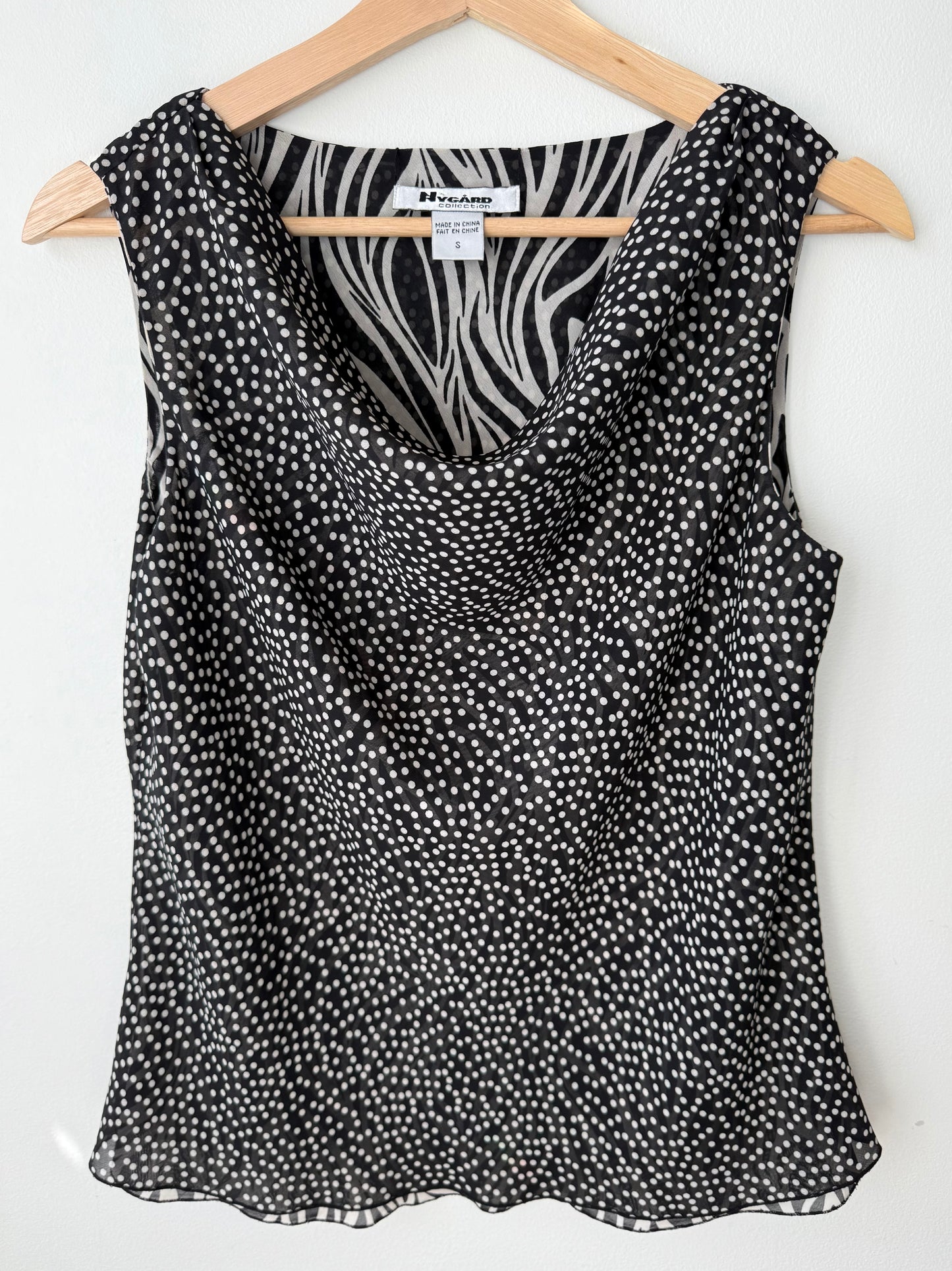 Nygard Collection Women's Reversible Zebra + Polka Dot Sleeveless Top