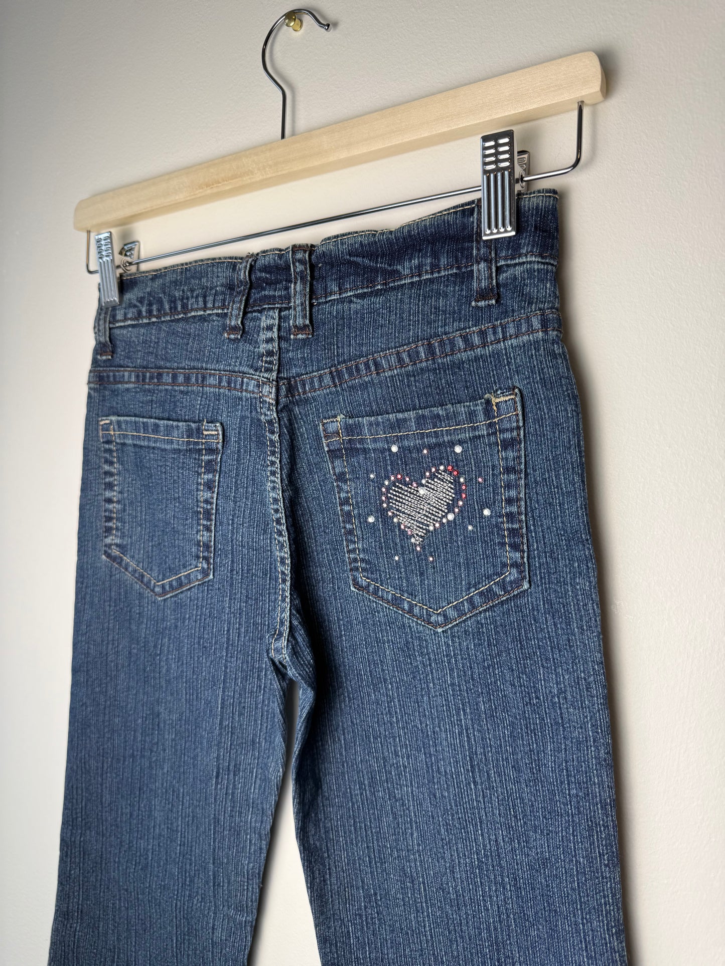 Y2K Ynot Girl's Blue Denim Jeans with Rhinestone Heart Details