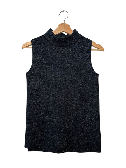 Banana Republic Women's Navy Blue Metallic Knitted Mock Neck Top