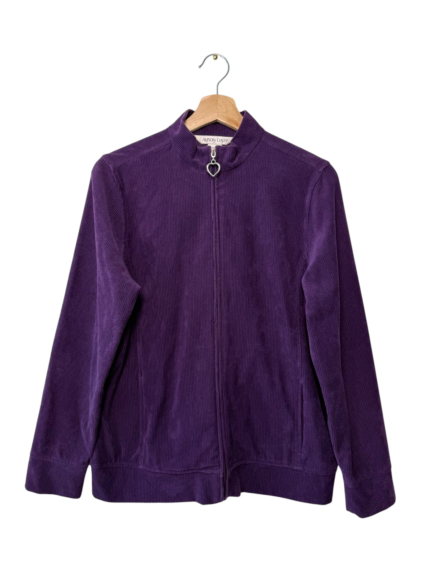Vintage Allison Daley Women's Purple Corduroy Zip-up Jacket