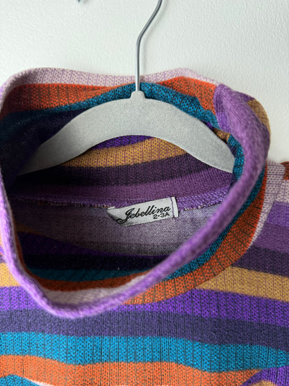 Jebellina Girls' Multicolored Striped Turtleneck Sweater Top/Dress