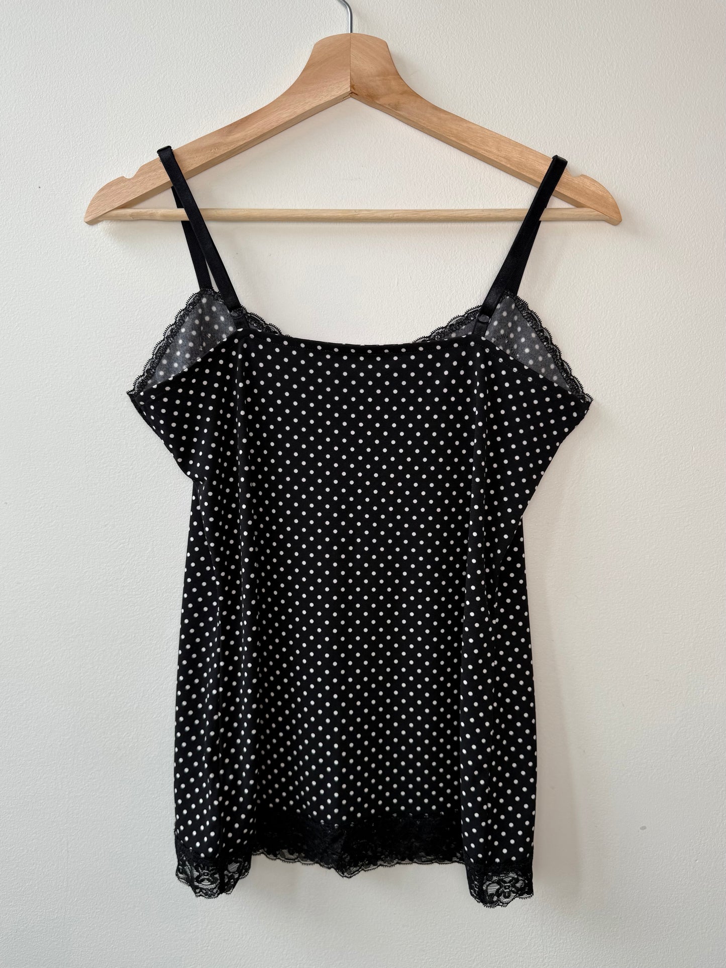 Women's Black Lace & Polka Dot Camisole