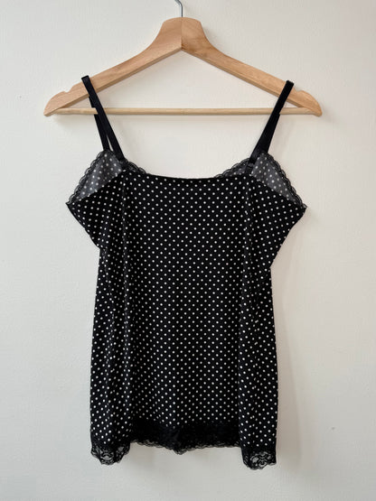 Women's Black Lace & Polka Dot Camisole