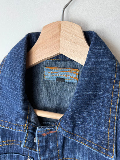 Y2K Long Li Kids' Blue Denim Jacket with Logo Stitching