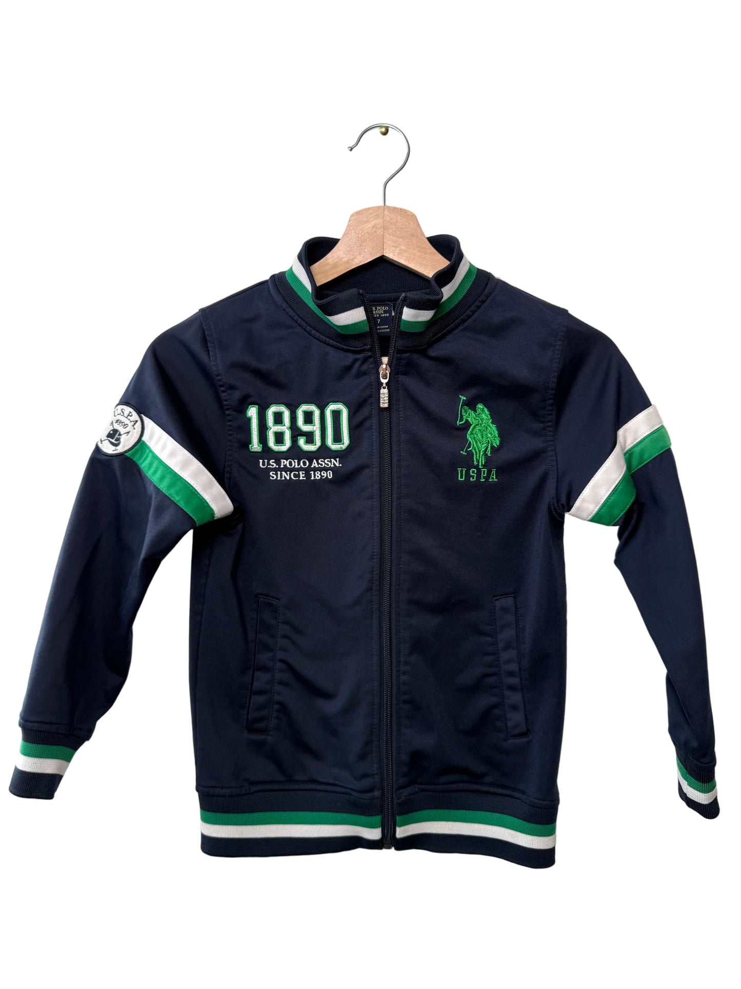 U.S. POLO ASSN Boy's Navy Zip-up Track Jersey