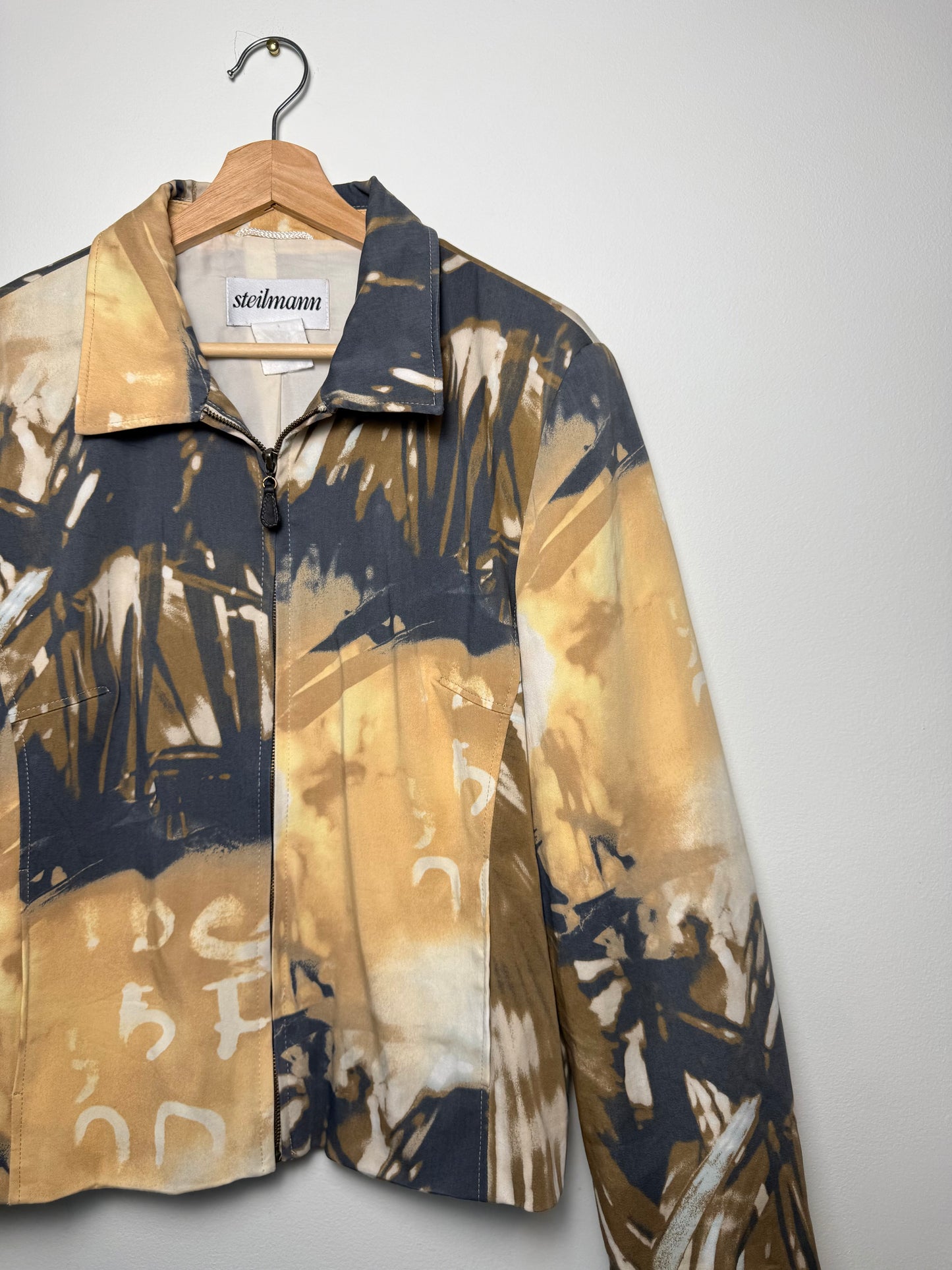 Vintage Y2K Steilmann Women's Abstract Artistic Print Zip-Up Jacket
