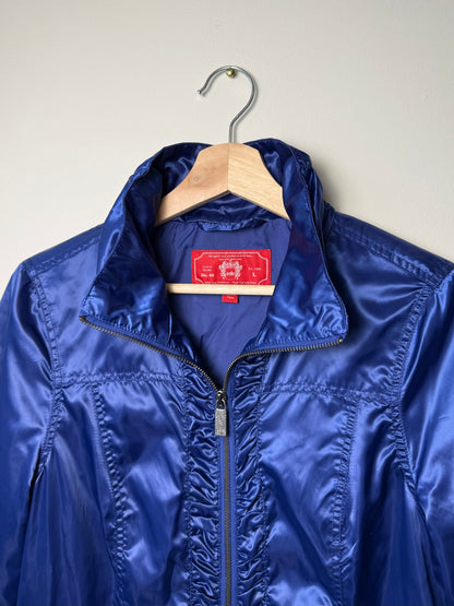 Y2K edc Women's Shiny Blue Lightweight Zip-Up Jacket