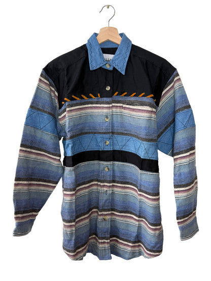 Unworn Vintage ZIGZAG Women's Blue Southwestern Style Shirt