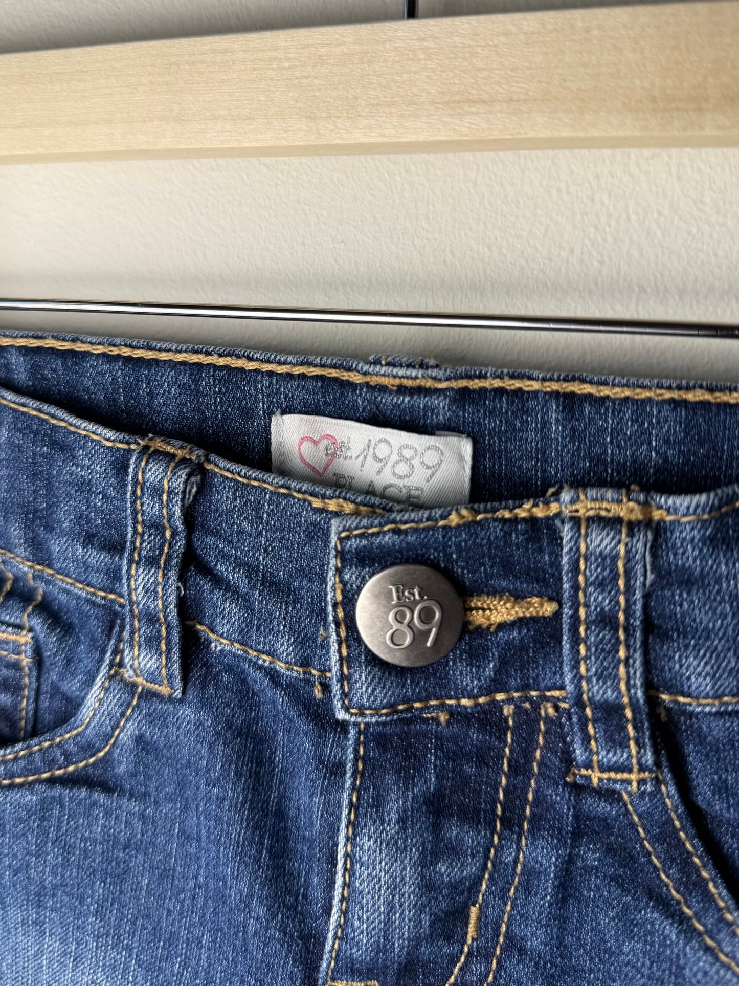 EST 1989 PLACE Girl's Blue Denim Shorts with Embroidery
