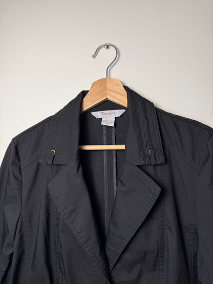 Y2K TANJAY Women's Black Lightweight Utility Snap-Front Jacket with Tab Sleeves