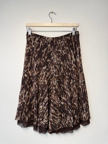 Vintage Fuzzi Women's Leopard Print Mesh A-Line Midi Skirt