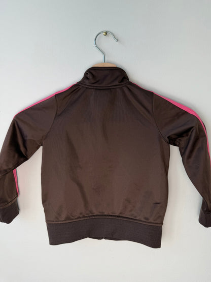 PUMA Girls' Brown Track Jacket With Pink Stripes
