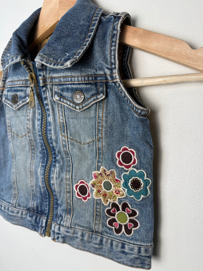 THE CHILDREN PLACE Girls' Denim Vest with Floral Patches