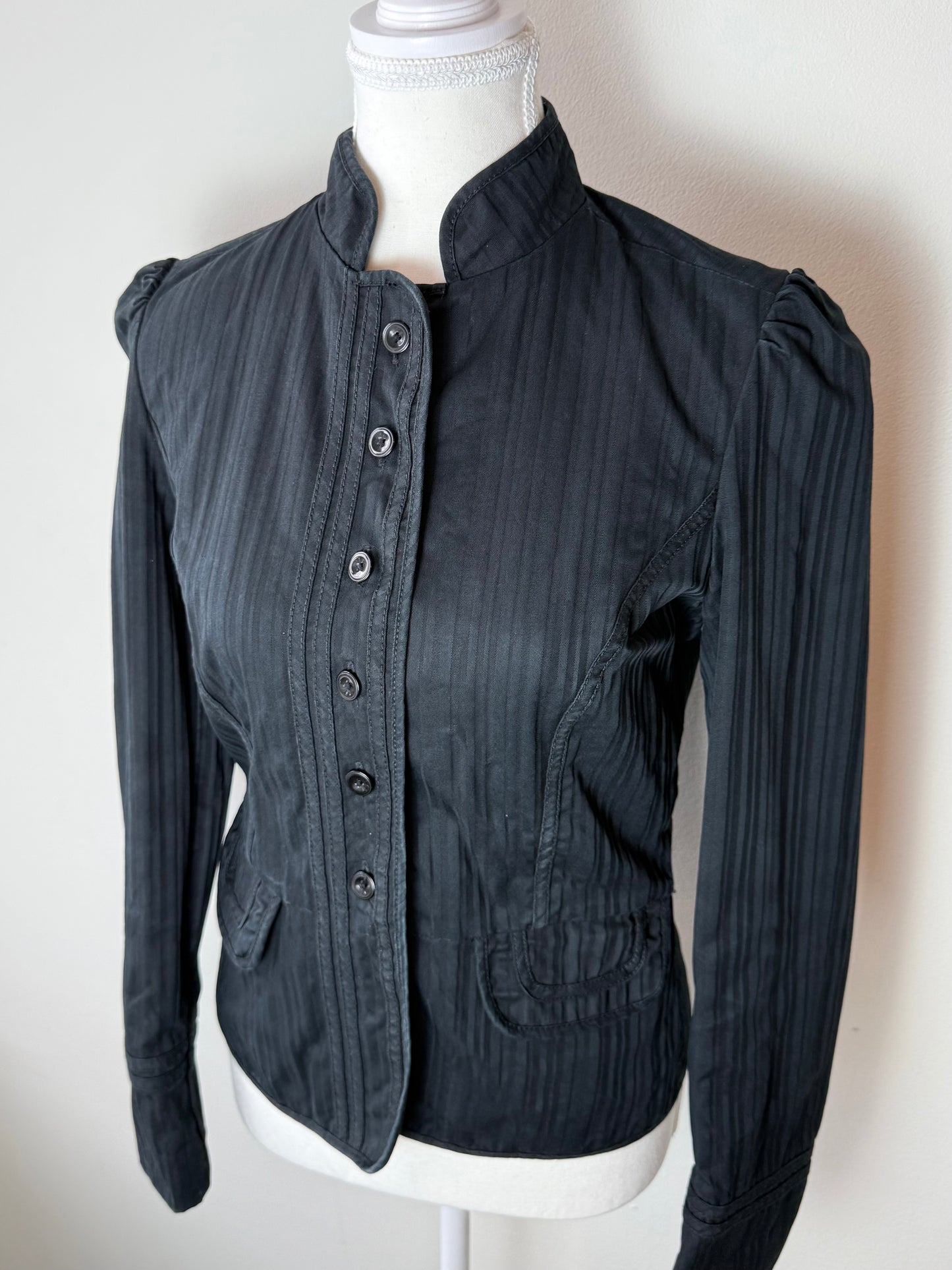 Y2K Women's Gap Black Striped Victorian-Inspired Fitted Jacket