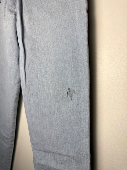 Vintage Women's Capaccino Light Blue Jeans With Baby Pink Stitch