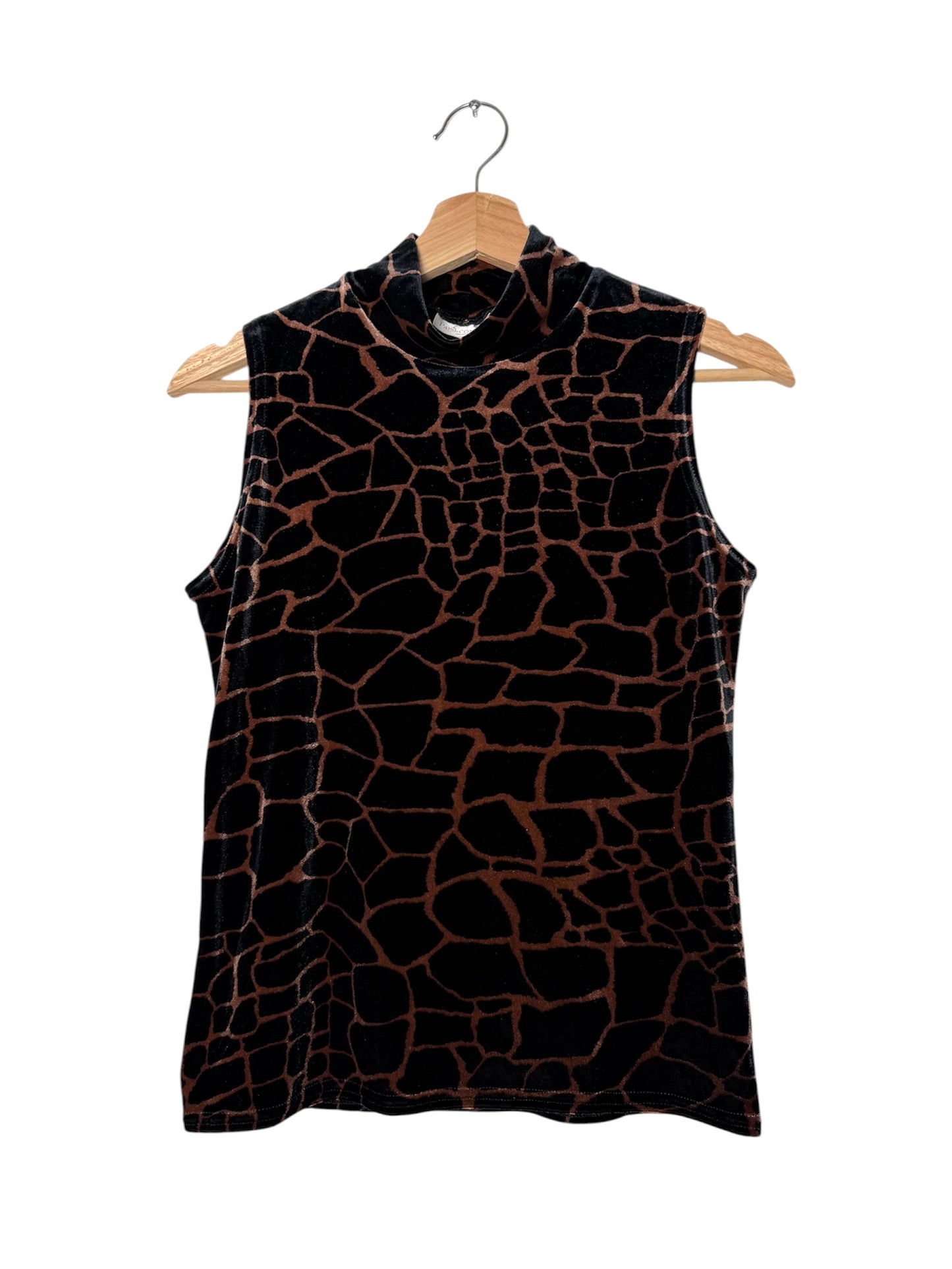 Vintage Y2K Women's Giraffe Print High-Neck Tank Top
