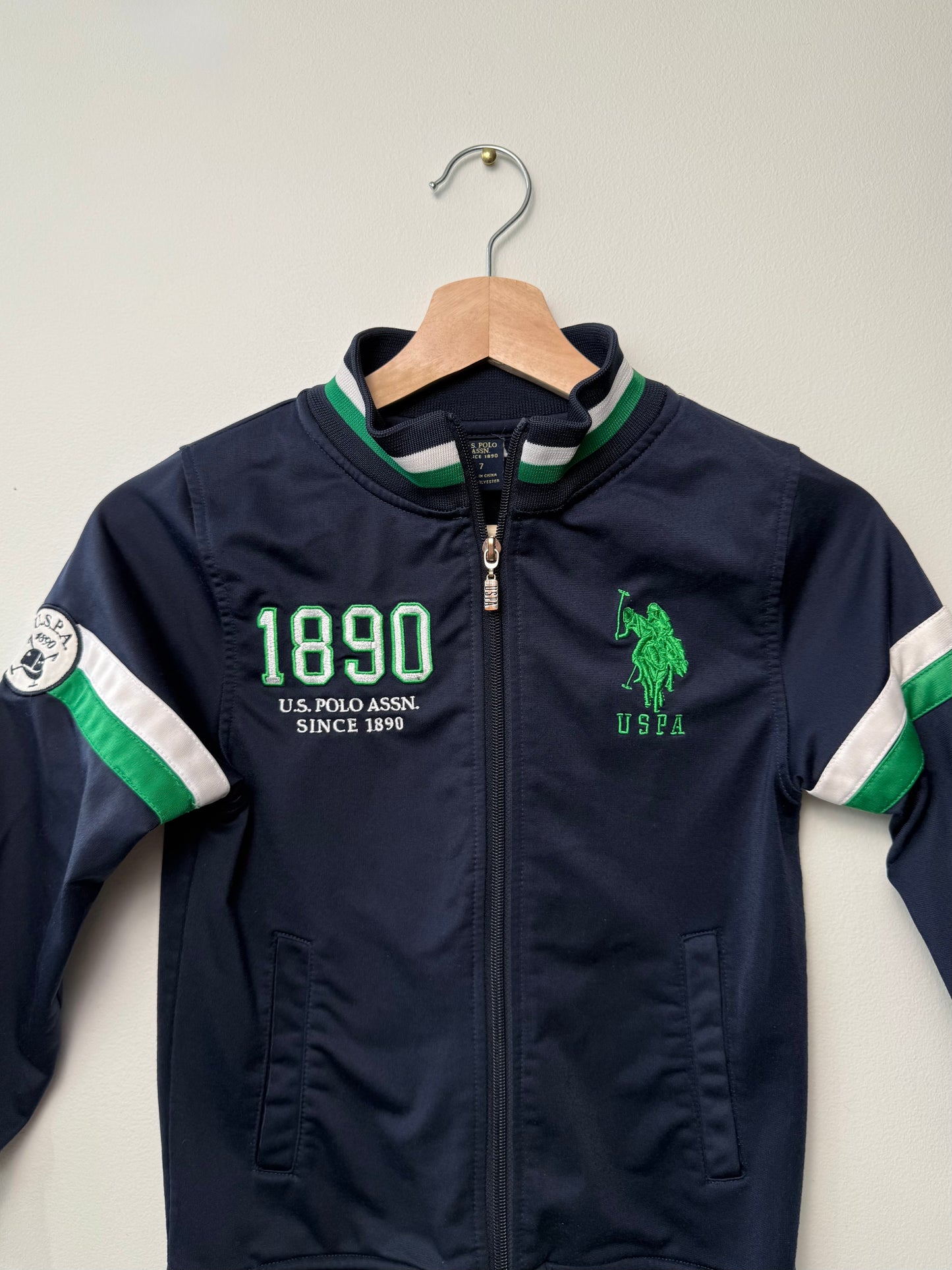 U.S. POLO ASSN Boy's Navy Zip-up Track Jersey